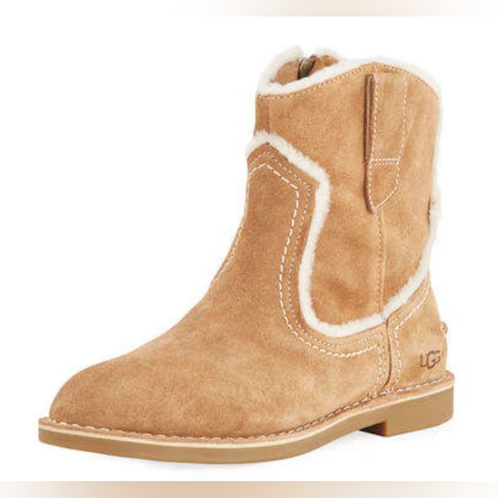 UGG Catica Shearling Suede Leather Chestnut Boots Size 10 NWOT MSRP $195 - Picture 2 of 9